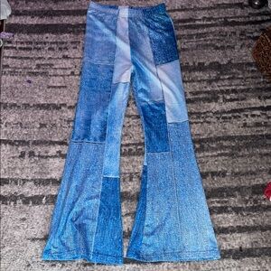 Patchwork Flare Jeans in Blue